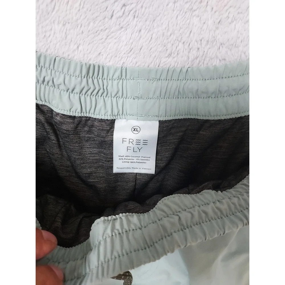 Free Fly Shorts Mens XL Bamboo Coconut Charcoal Lined Sage Green Drawstring Fish